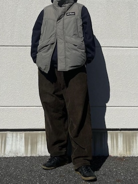 「WILD THINGS（ワイルドシングス）のアイテム（ダウンベスト）」を使った、Kazukiさん（メンズ・175cm）の冬コーディネート