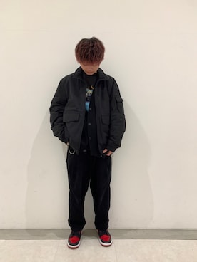 「AVIREX（アヴィレックス）のアイテム（ナイロンジャケット）」を使った、hayatoさん（メンズ・170cm）の冬コーディネート
