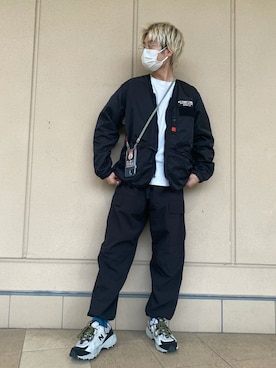 「AVIREX（アヴィレックス）のアイテム（ノーカラージャケット）」を使った、hayatoさん（メンズ・170cm）の秋コーディネート