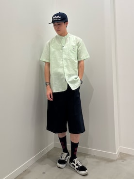 「GEVACO（ゲバコ）のアイテム（シャツ/ブラウス）」を使った、クロリュウさん（メンズ・171cm）の夏コーディネート