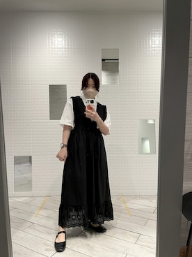 「UNIQLO（ユニクロ）のレーヨンエアリーブラウス（半袖）（シャツ/ブラウス）」を使った、Seiko さん（レディース・155cm）の秋コーディネート