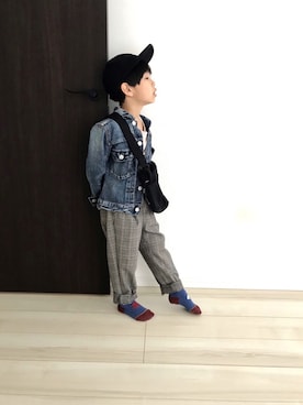 「Dickies（ディッキーズ）のアイテム（バックパック/リュック）」を使った、タロイモさん（キッズ・110cm）の春コーディネート