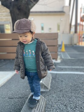 「quoti use fith（クゥオティ　ユース　フィス）のアイテム（その他アウター）」を使った、タロイモさん（キッズ・80cm）の冬コーディネート