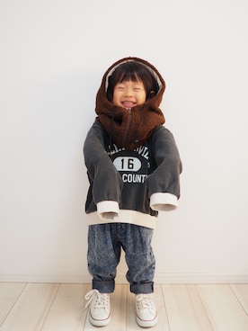 「FREAK'S STORE（フリークスストア）のアイテム（帽子）」を使った、タロイモさん（キッズ・90cm）の秋コーディネート
