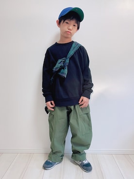 「チェック柄に恋してる」｜「アイテム（カーゴパンツ）」を使った、タロイモさん（キッズ・127cm）の秋コーディネート