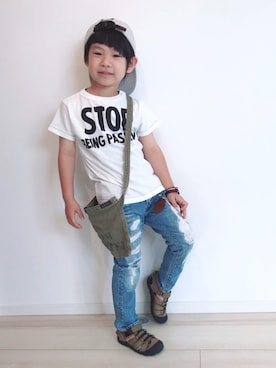 「白Tシャツ×デニム」｜「アイテム（その他）」を使った、タロイモさん（キッズ・110cm）の夏コーディネート