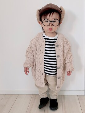 「アイテム（メガネ）」を使った、タロイモさん（キッズ・80cm）の秋コーディネート