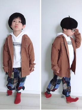 「平成最後のWEARISTAセンバツ」｜「アイテム（ハンチング/ベレー帽）」を使った、タロイモさん（キッズ・110cm）の春コーディネート