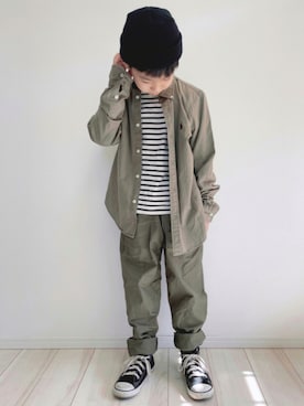 「Right-on（ライトオン）のアイテム（ニットキャップ/ビーニー）」を使った、タロイモさん（キッズ・127cm）の秋コーディネート