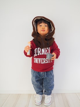 「FREAK'S STORE（フリークスストア）のアイテム（帽子）」を使った、タロイモさん（キッズ・90cm）の冬コーディネート