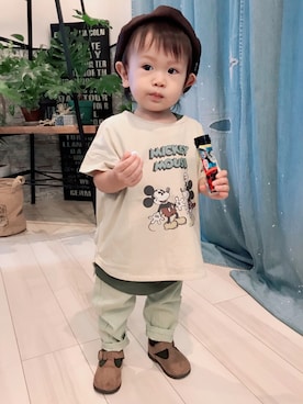 「ミッキー」｜「アイテム（ハンチング/ベレー帽）」を使った、タロイモさん（キッズ・123cm）の夏コーディネート