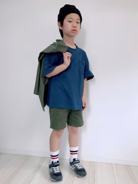 「Right-on（ライトオン）のアイテム（帽子）」を使った、タロイモさん（キッズ・123cm）の夏コーディネート
