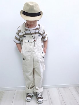 「アイテム（ハット、ホワイト系）」を使った、タロイモさん（キッズ・104cm）の夏コーディネート