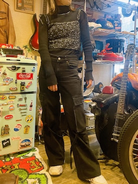 「アイテム（カーゴパンツ）」を使った、＠hikさん（レディース・156cm・30代）の冬コーディネート