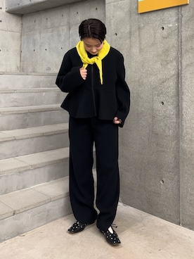 「カシミヤ」｜「アイテム（シューズ）」を使った、LILIさん（レディース・157cm）の秋コーディネート