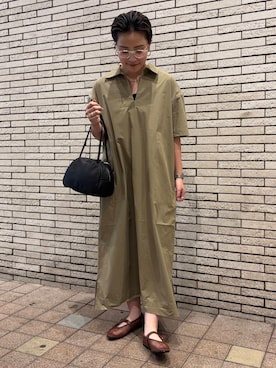 「アイテム（バレエシューズ、ブラウン系）」を使った、LILIさん（レディース・157cm）の夏コーディネート