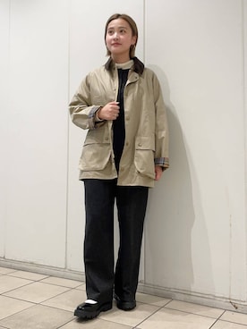 「Barbour（バブアー）の『別注』Barbour　BEDALE（その他アウター）」を使った、LILIさん（レディース・157cm）の秋コーディネート