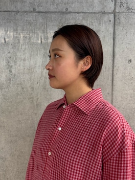 「URBAN RESEARCH（アーバンリサーチ）の『別注』Cale×URBAN RESEARCH　ギンガムチェックシャツ（シャツ/ブラウス、ピンク系）」を使った、LILIさん（レディース・157cm）の夏コーディネート