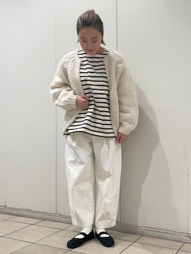 「かぐれ（カグレ）のボーダーワイドカットソー（Tシャツ/カットソー）」を使った、LILIさん（レディース・157cm）の秋コーディネート