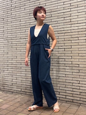 「FORK&SPOON（フォークアンドスプーン）のアイテム（オールインワン・サロペット）」を使った、LILIさん（レディース・157cm）の夏コーディネート
