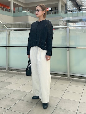 「かぐれ（カグレ）のコットン2タックワイドパンツ（その他パンツ）」を使った、LILIさん（レディース・157cm）の夏コーディネート
