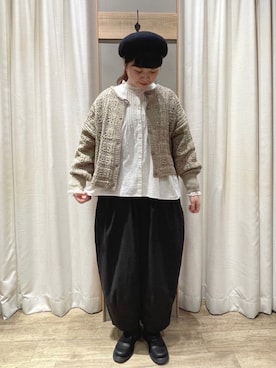 「レースブラウス」｜「アイテム（ハンチング/ベレー帽）」を使った、takita.さん（レディース・165cm）の秋コーディネート