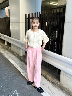 「ポコポコ」｜「アイテム（スラックス）」を使った、みいたろうさん（レディース・159cm）の夏コーディネート