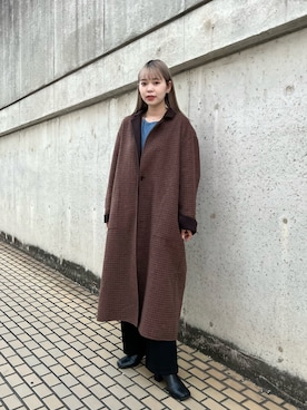 「リバーシブル」｜「アイテム（チェスターコート）」を使った、みいたろうさん（レディース・159cm）の秋コーディネート