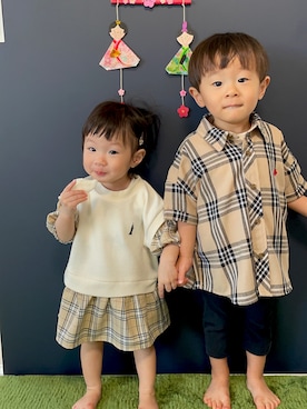 「お揃い」｜「アイテム（雑貨/ホビー）」を使った、ゆうかさん（キッズ・80cm）の春コーディネート