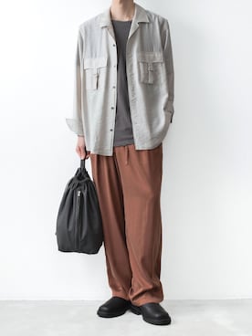 「ATTACHMENT（アタッチメント）のアイテム（スラックス）」を使った、AT_MMさん（メンズ・173cm）の春コーディネート