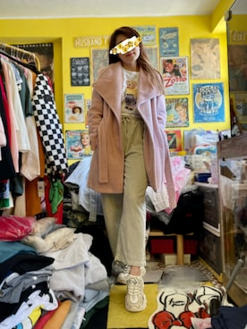 「Calvin Klein（カルバン・クライン）のアイテム（ジャケット/アウター、ピンク系）」を使った、CyoLeeさん（レディース・165cm）の秋コーディネート