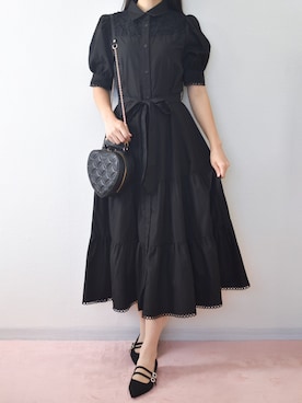 「黒コーデ」｜𝑛𝑜𝑐𝑜𓈒⑅ॱ˖🎀さん（レディース・158cm）の夏コーディネート