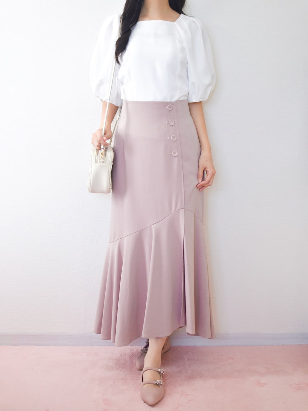 新品タグ付♡EPOCA ピンクベージュ チェック マーメイドスカート 40