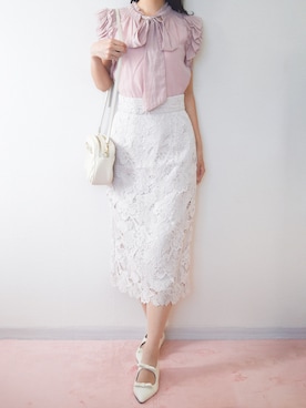 「アイテム（パンプス、ホワイト系）」を使った、𝑛𝑜𝑐𝑜𓈒⑅ॱ˖🎀さん（レディース・158cm）の夏コーディネート