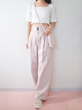 「アイテム（ニット/セーター）」を使った、𝑛𝑜𝑐𝑜𓈒⑅ॱ˖🎀さん（レディース・158cm）の夏コーディネート