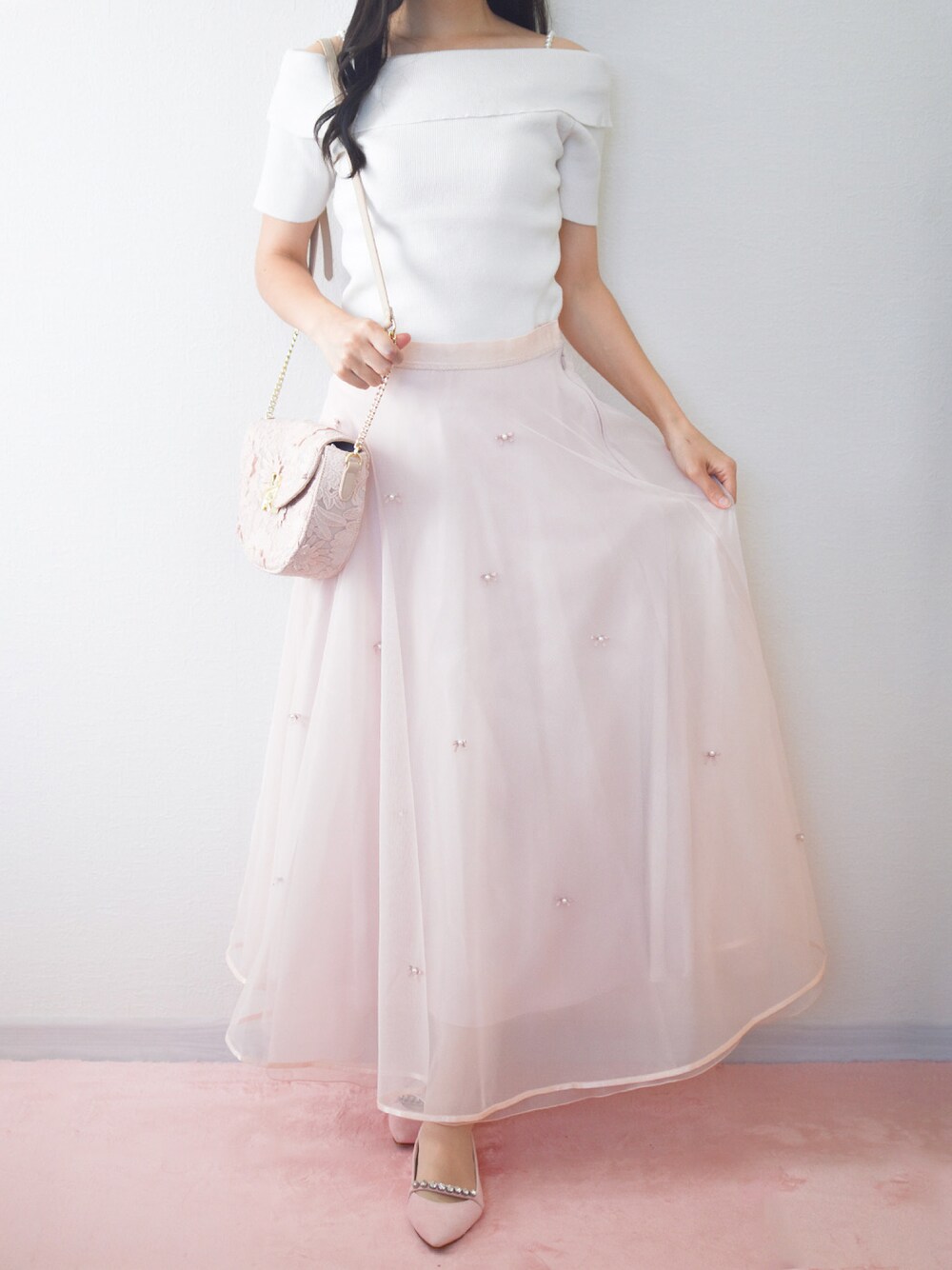 CELFORD（セルフォード）の「リボンパールチュールスカート（スカート