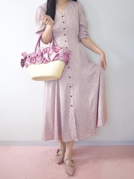「アイテム（パンプス、ピンク系）」を使った、𝑛𝑜𝑐𝑜𓈒⑅ॱ˖🎀さん（レディース・158cm）の夏コーディネート