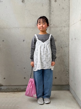 「CIAOPANIC TYPY（チャオパニックティピー）のアイテム（バッグ）」を使った、ioooさん（キッズ・120cm）の春コーディネート