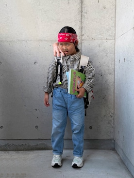 「アイテム（バックパック/リュック）」を使った、ioooさん（キッズ・110cm）の秋コーディネート