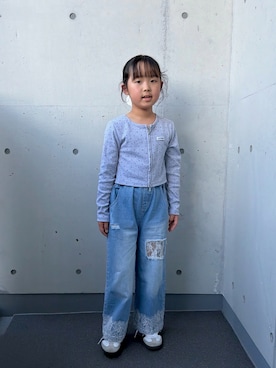 「NEW BALANCE（ニューバランス）の530（スニーカー、ホワイト系）」を使った、ioooさん（キッズ・120cm）の秋コーディネート