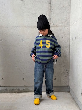 「Onitsuka Tiger（オニツカタイガー）のアイテム（イエロー系）」を使った、ioooさん（キッズ・110cm）の秋コーディネート