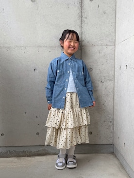 「GU（ジーユー）のアイテム（ワンピース/ドレス）」を使った、ioooさん（キッズ・120cm）の春コーディネート