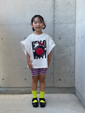 「LOWRYS FARM（ローリーズファーム）のリブサイクルパンツ　292036（その他パンツ）」を使った、ioooさん（キッズ・110cm）の夏コーディネート