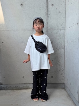 「CIAOPANIC TYPY（チャオパニックティピー）の【KIDS】【TYPY×LOTTE板ガム】持続冷感バックロゴクールミントTEE（Tシャツ/カットソー、ホワイト系）」を使った、ioooさん（キッズ・120cm）の春コーディネート