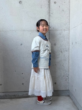 「PEANUTS（ピーナッツ）のアイテム」を使った、ioooさん（キッズ・120cm）の春コーディネート