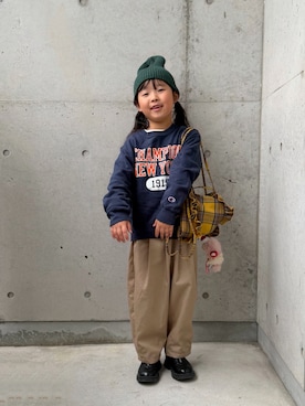 「アイテム（バックパック/リュック）」を使った、ioooさん（キッズ・110cm）の秋コーディネート