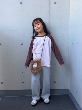 「LOWRYS FARM（ローリーズファーム）の【Smart Price】ラグランＴＬＳ  1048859（Tシャツ/カットソー、ピンク系）」を使った、ioooさん（キッズ・120cm）の秋コーディネート