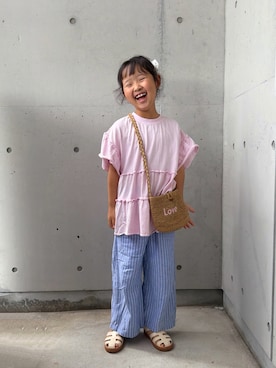「CIAOPANIC TYPY（チャオパニックティピー）のアイテム（トップス）」を使った、ioooさん（キッズ・120cm）の夏コーディネート