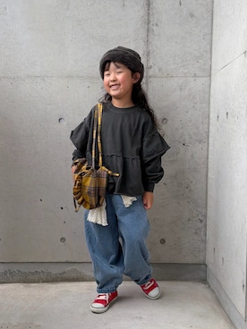 「アイテム（キャップ）」を使った、ioooさん（キッズ・110cm）の秋コーディネート