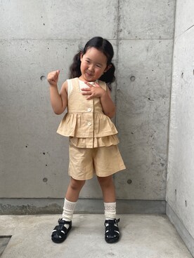 「キュロット」｜「アイテム（ワンピース/ドレス）」を使った、ioooさん（キッズ・110cm）の夏コーディネート